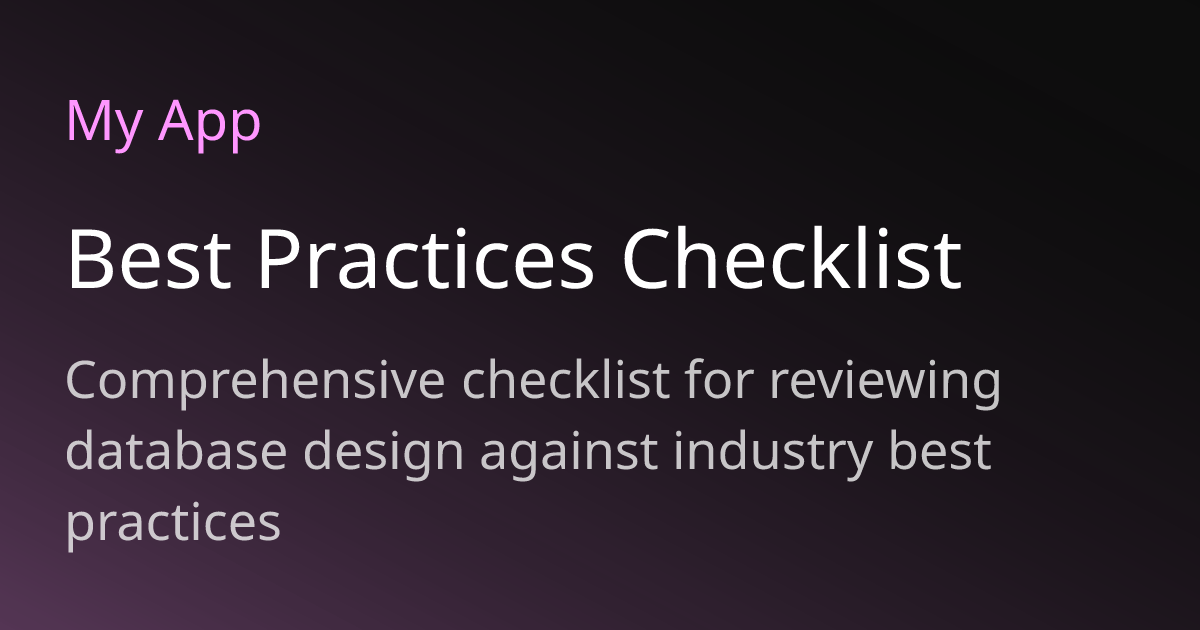 Best Practices Checklist